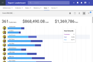 Ledger screenshot of sales Leaderboard displaying colorful visual sales information.